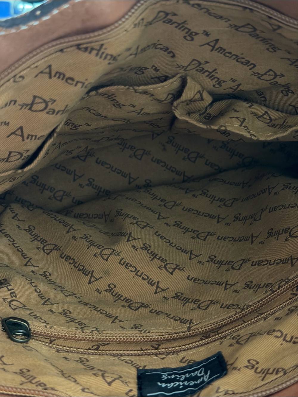 American Darling Brown & White Tooled Leather Cowhide Fringe Shoulder Bag - Picture 9 of 9